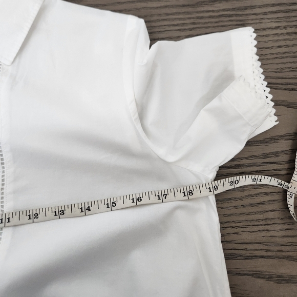 Kate Spade Lace Peplum Short Sleeve Button Down Shirt Womens Small Broome Street - Picture 10 of 11